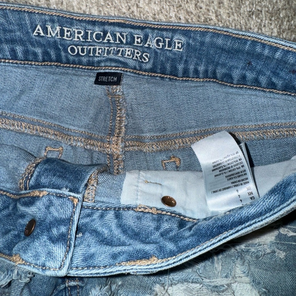 American Eagle Outfitters Blue Jean Shorts with Lace Pockets - Picture 3 of 5